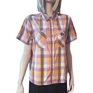 L. L. Bean Madras Plaid Shirt Blouse Everyday SunSmart UPF 50+ Branded Pocket